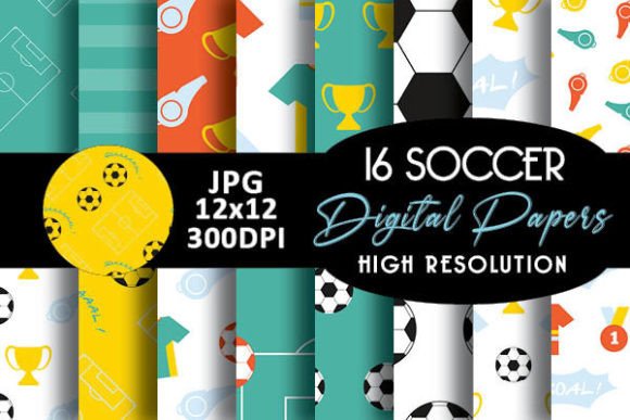 Download Mint and Orange Soccer Digital Papers - Digital Collection