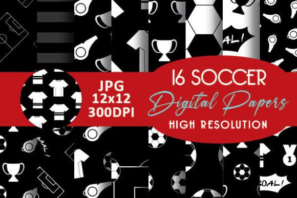 Download Black and White Soccer Digital Papers - Digital Collection