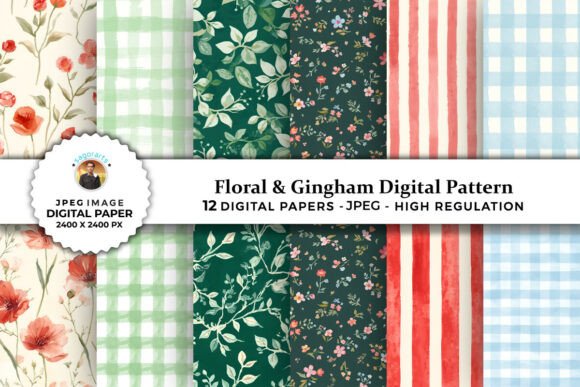 Download Floral &amp; Gingham Digital Patterns - Digital Collection