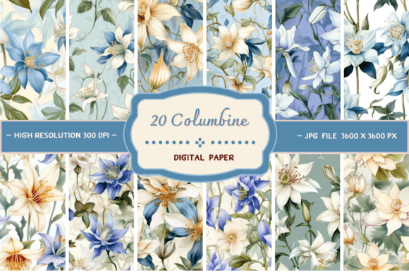 Download Columbine Flowers Digital Backgrounds - Digital Collection