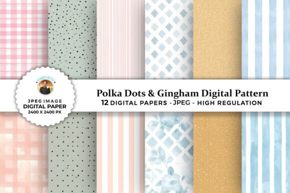 Download Polka Dots &amp; Gingham Digital Patterns - Digital Collection