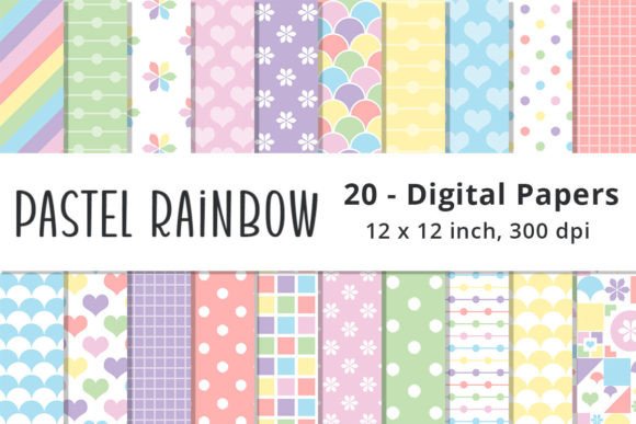Download Rainbow Color Pastel Digital Paper Pack - Digital Collection
