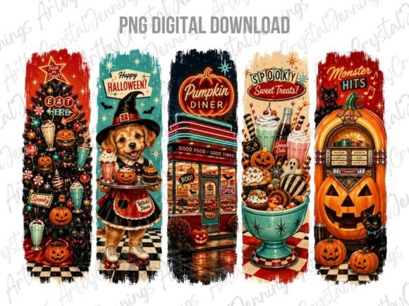Download Retro Spooky Diner Halloween Brushstroke - Diner Collection