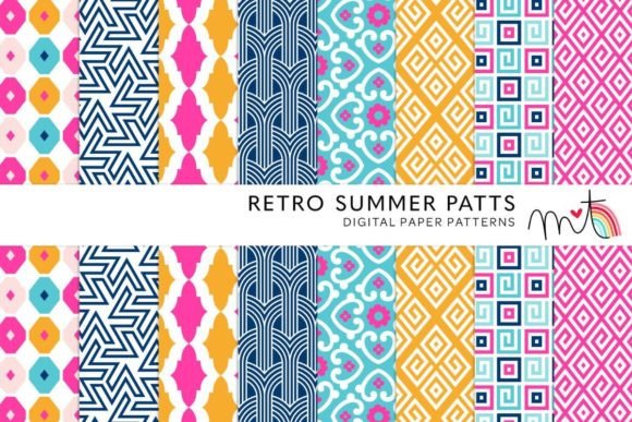 Download Retro Summer Digital Papers - Digital Collection