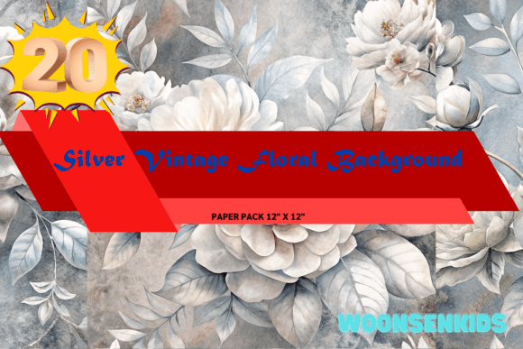 Download New Silver Vintage Floral Background Watercolor Png Kdp Digital Paper - Digital Collection