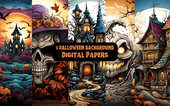 Download 5 Halloween Backgrounds / Digital Papers - Digital Collection