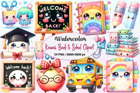 Download Kawaii Back to School Clipart Bundle - Back to school clipart Collection