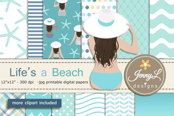 Download Beach Summer Digital Papers and Clipart - Digital Collection