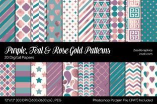 Download Purple, Teal &amp; Rose Gold Digital Papers - Digital Collection