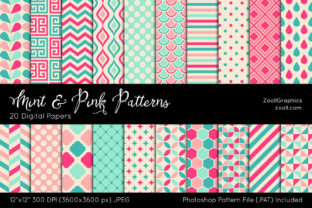 Download Mint and Pink Digital Papers - Digital Collection
