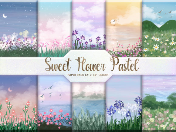 Download Sweet Flower Pastel Digital Paper Pack - Digital Collection