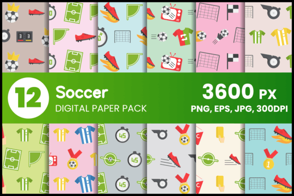 Download Soccer Digital Paper Set - Digital Collection