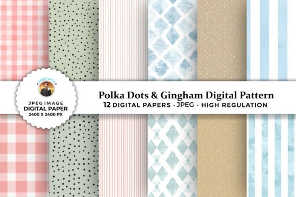 Download Polka Dots &amp; Gingham Digital Patterns - Digital Collection