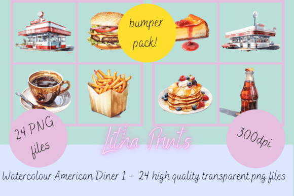 Download Watercolour American Diner 1 - Diner Collection