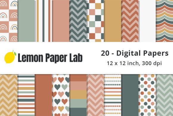 Download Fun Muted Boho Digital Scrapbook Paper - Digital Collection