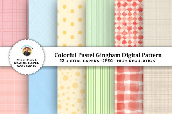 Download Colorful Pastel Gingham Digital Patterns - Digital Collection
