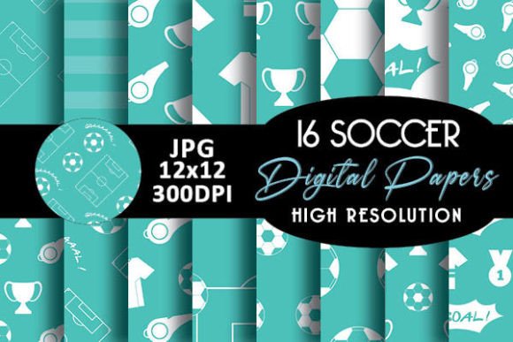 Download Mint Soccer Digital Papers Patterns - Digital Collection