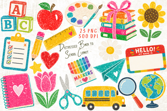 Download Distressed Back to School Clipart PNG - Back to school clipart Collection