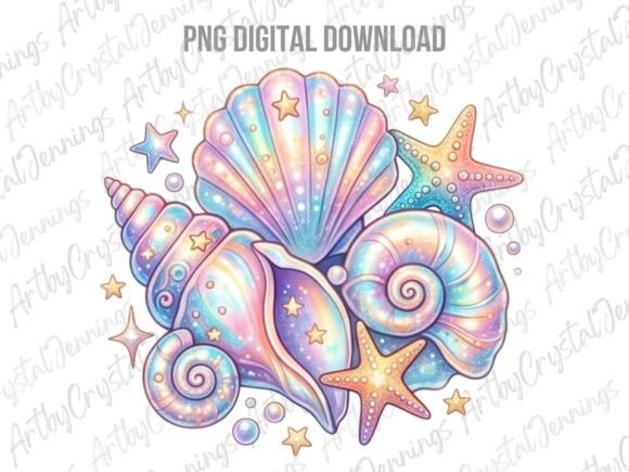 Download Holographic Mermaid Seashells PNG - Graphic Collection