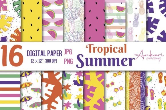 Download Tropical Summer Digital Papers - Digital Collection