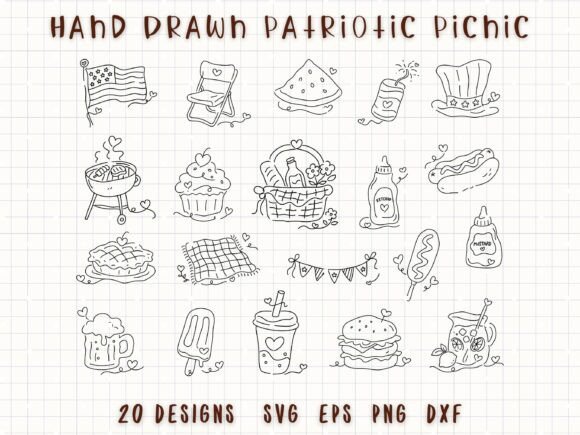 Download Hand Drawn 4th of July Picnic Doodle - Picnic Collection