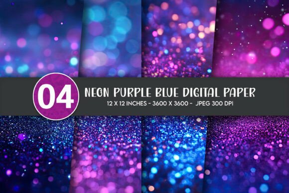 Download Neon Purple Blue Digital Paper - Digital Collection