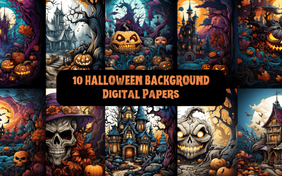 Download 10 Halloween Backgrounds Digital Papers - Digital Collection