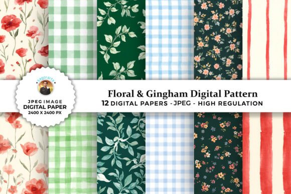Download Floral &amp; Gingham Digital Patterns - Digital Collection