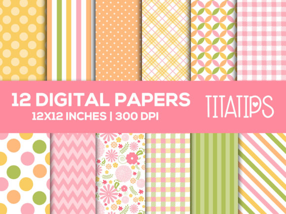 Download Floral Digital Paper Set, Pastel Colors - Digital Collection