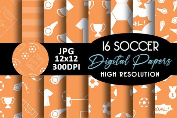 Download Orange Soccer Digital Papers Patterns - Digital Collection