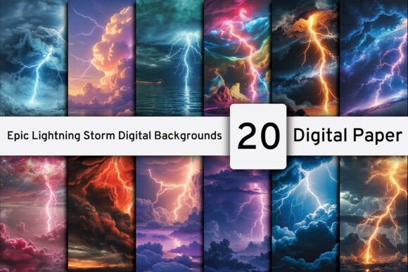 Download Epic Lightning Storm Digital Backgrounds - Digital Collection
