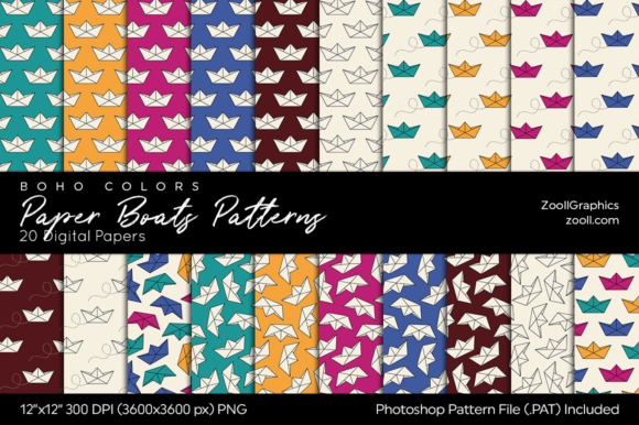 Download Paper Boats Boho Digital Papers - Digital Collection