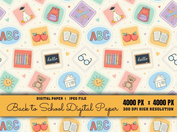 Download Cute School Supply Pattern Digital Paper - Digital Collection