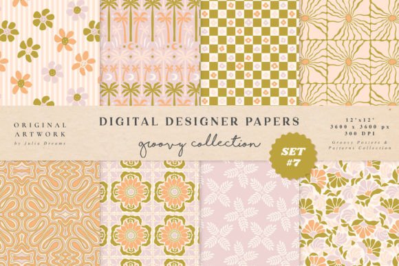 Download Retro Summer Digital Papers Patterns - Digital Collection