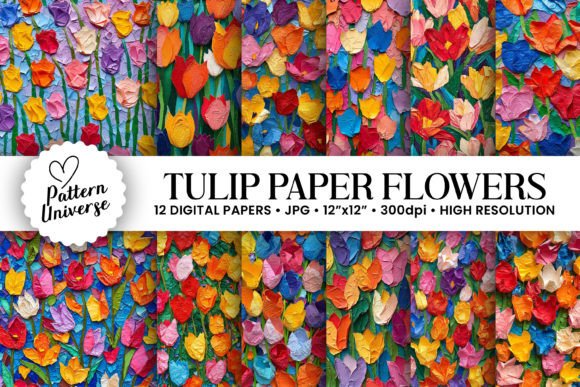 Download Colorful Paper Tulip Flower Patterns - Colorful paper Collection