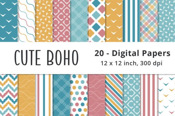 Download Cute Boho Digital Paper Backgrounds - Digital Collection