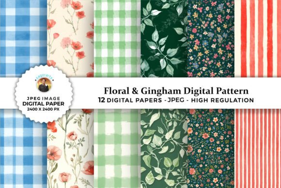Download Floral &amp; Gingham Digital Patterns - Digital Collection