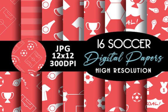 Download Red Soccer Sport Digital Papers Pattern - Digital Collection