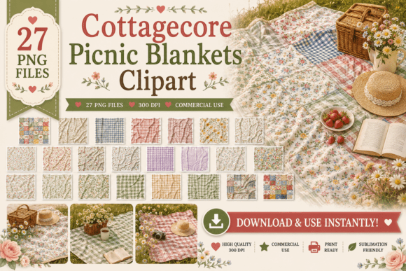 Download Cottagecore Picnic Blankets Clipart - Picnic Collection