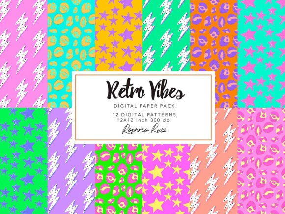 Download 80s Digital Papers | Neon Retro Patterns - Digital Collection
