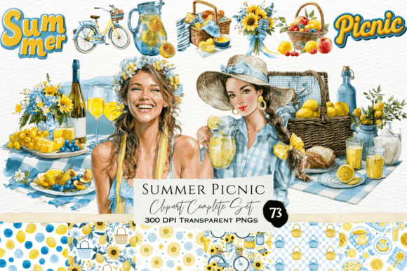 Download Summer Picnic Watercolor Clipart Set - Picnic Collection