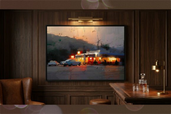 Download Retro Night Diner Impasto Oil Art - Diner Collection
