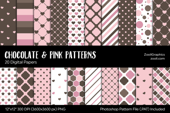 Download Chocolate &amp; Pink Digital Papers - Digital Collection