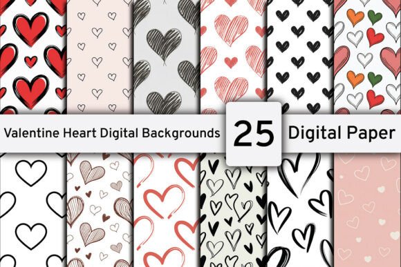 Download Valentine's Heart Digital Backgrounds - Digital Collection