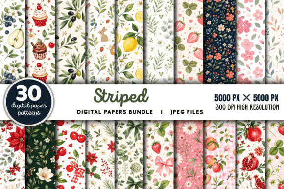 Download Striped Digital Paper Background Bundle - Digital Collection