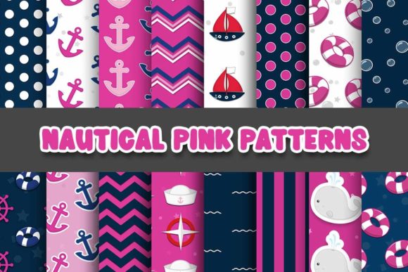 Download Nautical Pink Digital Papers Patterns - Digital Collection