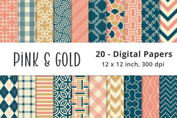 Download Pink, Gold, &amp; Blue Digital Paper - Digital Collection