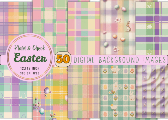 Download Plaid &amp; Check Easter Digital Backgrounds - Digital Collection