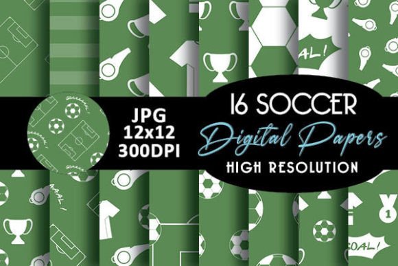 Download Green Soccer Digital Papers Pattern - Digital Collection