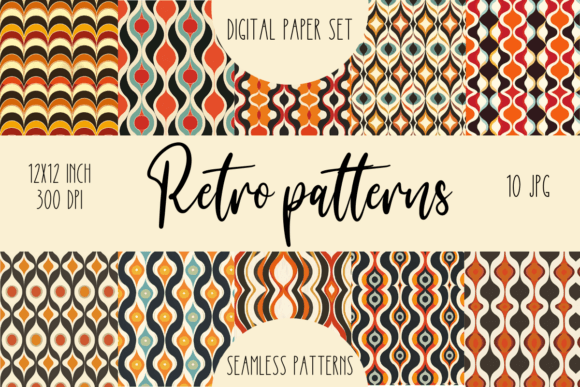 Download Retro Patterns Seamless Digital Paper - Digital Collection